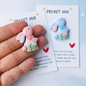 Pocket Hug Pink Easter Bunny Rabbit Gift